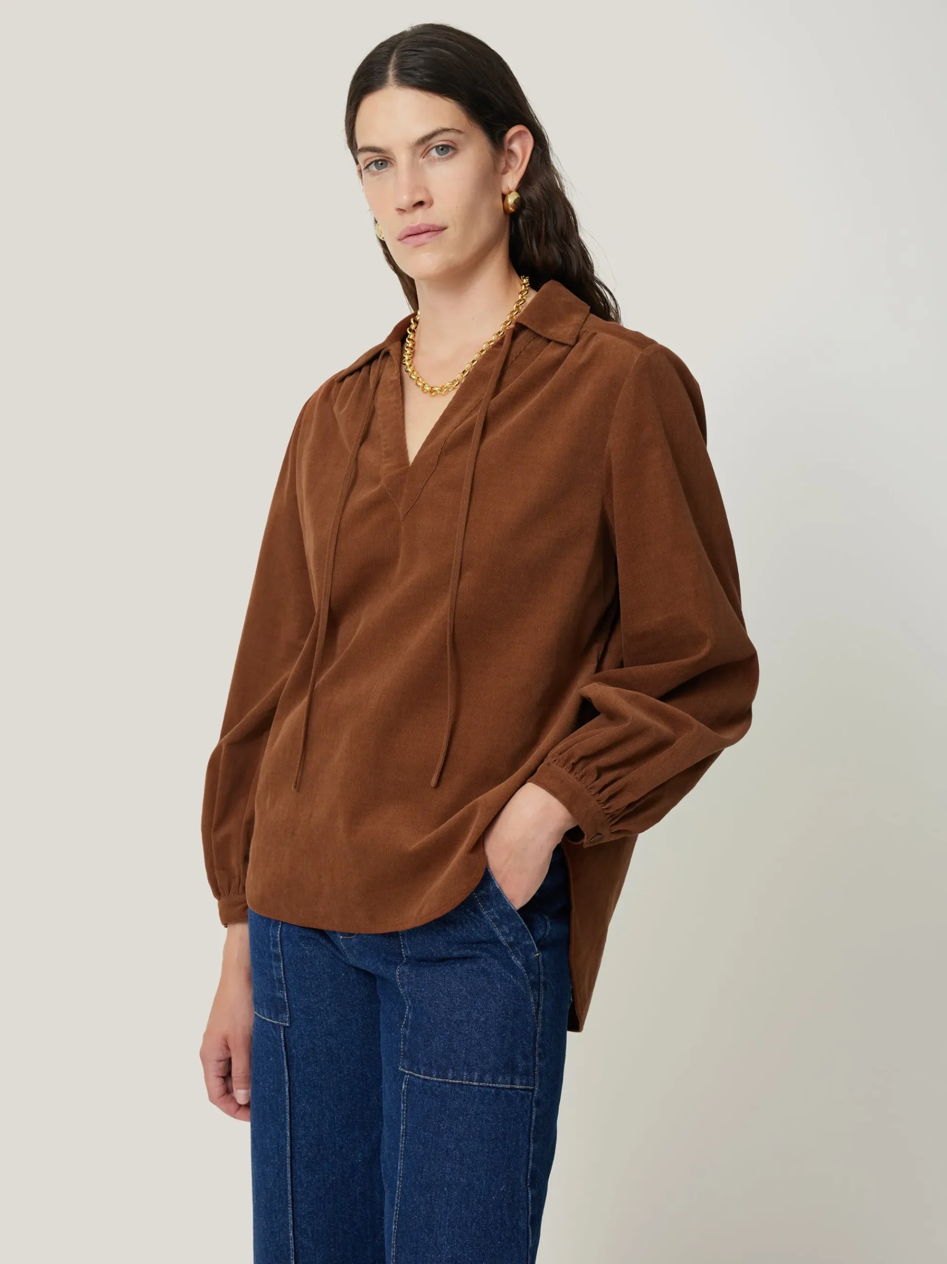 corduroy_v_neck_top_0.webp Jigsaw Corduroy V Neck Top