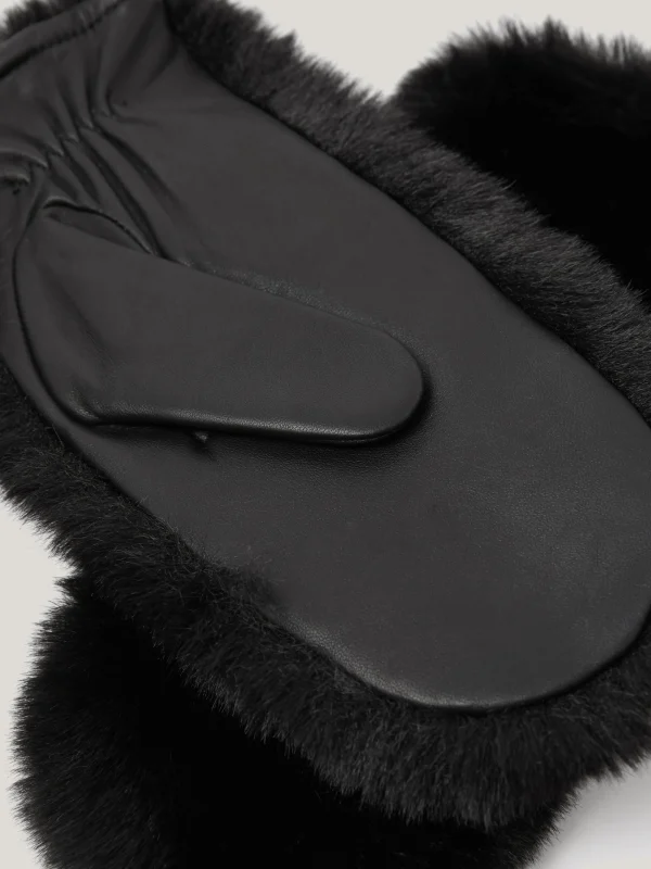 Jigsaw Faux Fur Leather Mitten