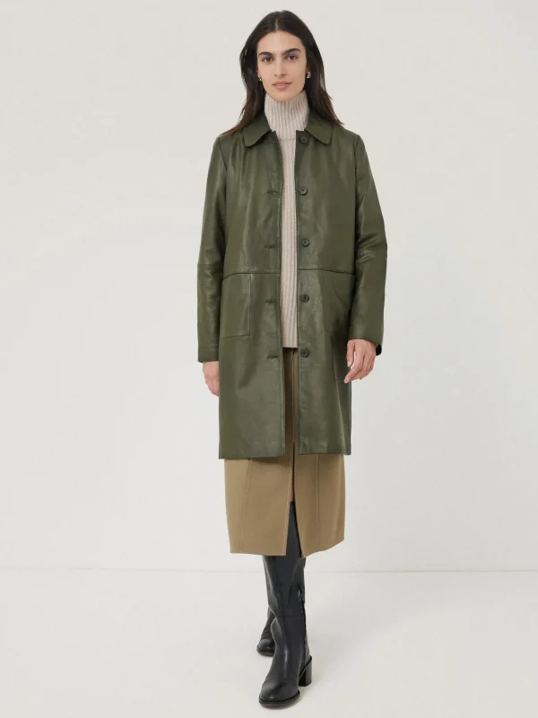 Jigsaw Leather Knee Length Coat