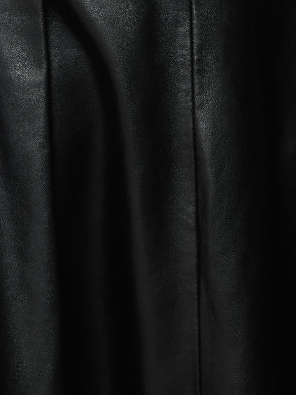 Jigsaw Leather Pleat Midi Skirt