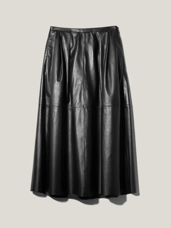 Jigsaw Leather Pleat Midi Skirt