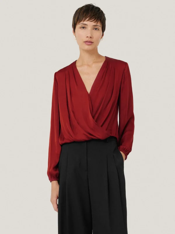 Jigsaw Recycled Satin Drape Wrap Top