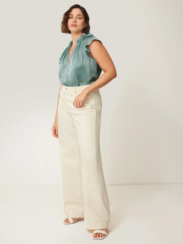 Jigsaw Recycled Satin Frill Neck Top