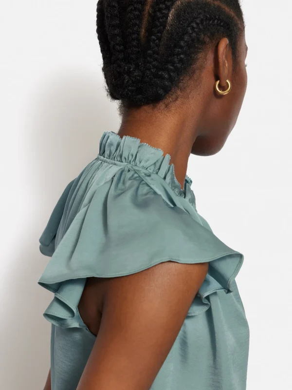 Jigsaw Recycled Satin Frill Neck Top
