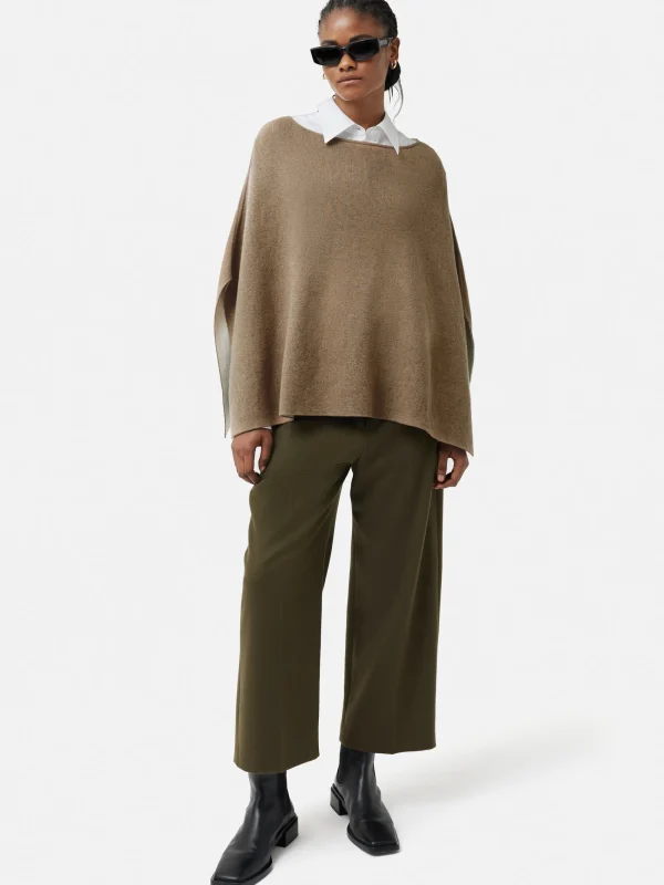 Jigsaw Reversible Cotton Blend Poncho