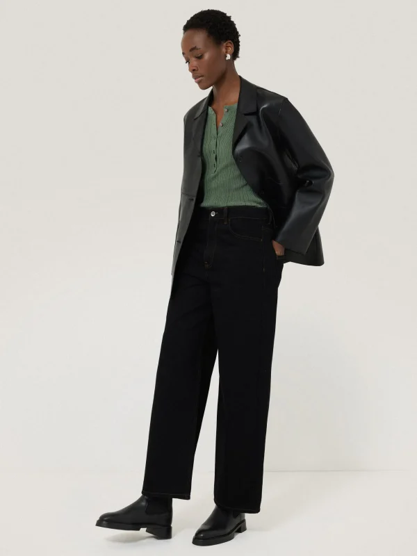 Jigsaw Rib Pointelle Henley Jumper