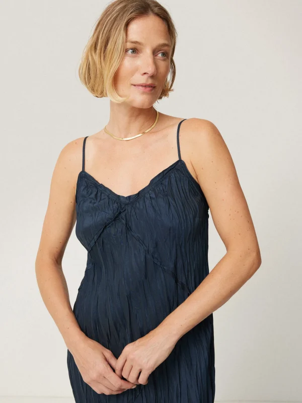 Jigsaw Satin Drape Plisse Slip Dress